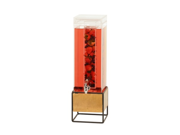 Madera 3 Gallon Square Beverage Dispenser with Wood and Metal Base and Infusion Chamber